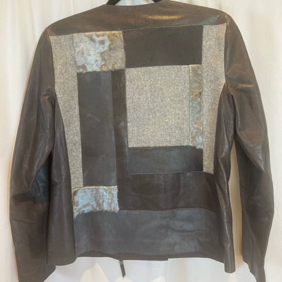 Lafayette 148 New York Toluca Lambskin Jacket with Calf Hair Patchwork - Picture 7 of 10